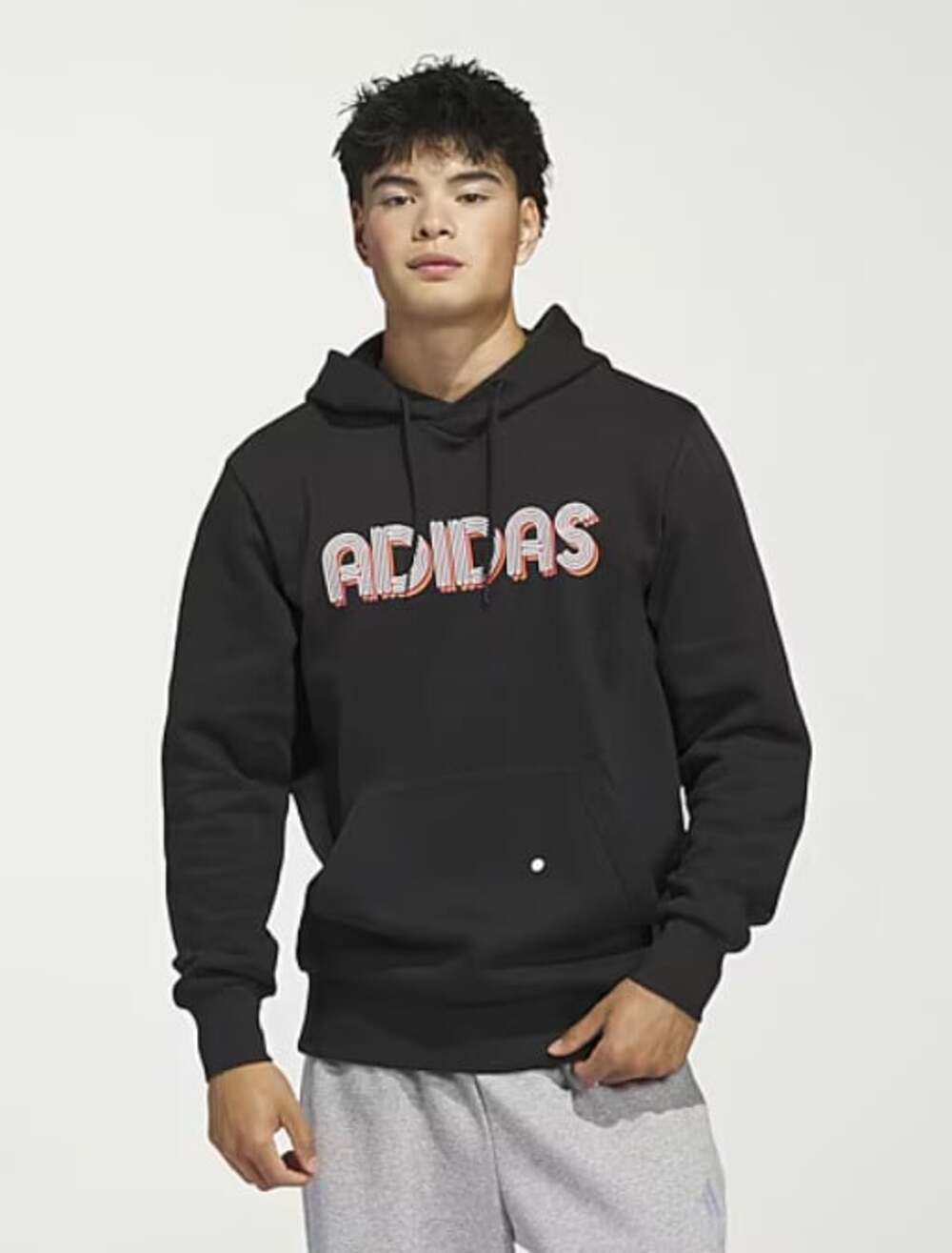 Adidas Size 2XLT Tall Black Groovy 3D Retro 70s Striped Logo Pullover Hoodie NWT